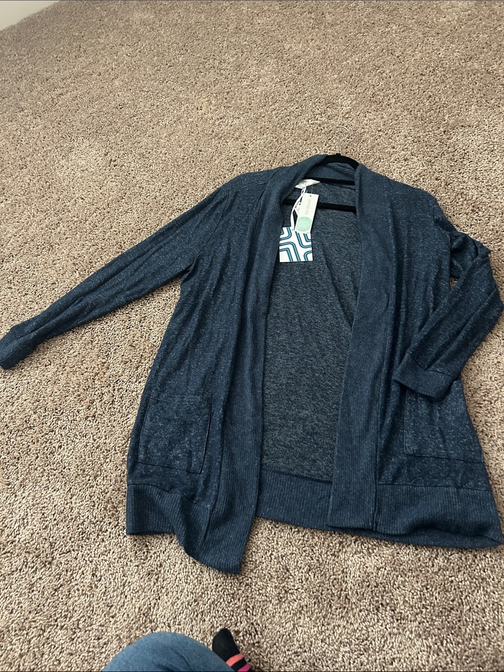 Cozy Open-Front Navy Cardigan Sweater - Women's